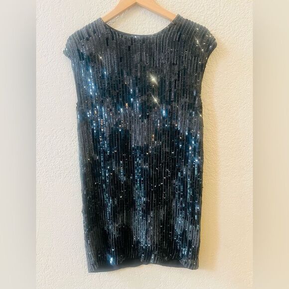 All Saints Mabli Hand Embellished Cocktail Dress Sz 0-6 Black Sequins - Picture 3 of 11